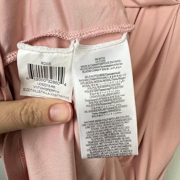 BCBGMaxazria Blush Pink Front Tuck Pleat Soft Rib Long Sleeve Knee Length Dress - Picture 9 of 9